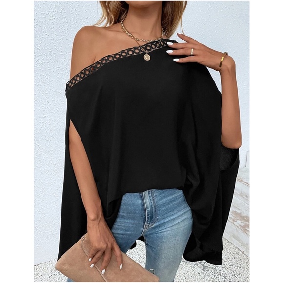 Black One Shoulder Blouse - Picture 4 of 6